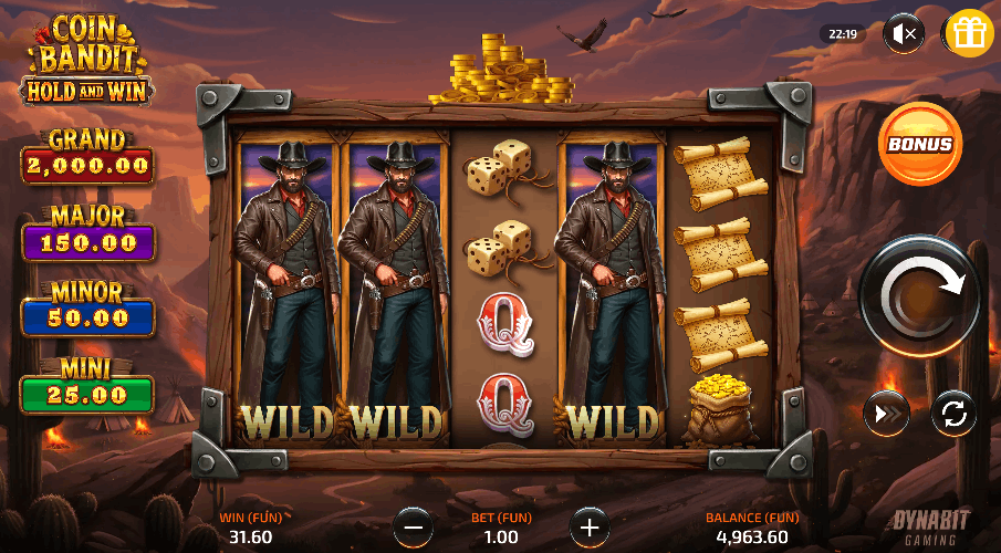 Coin Bandit — banner principal en Chipy Casino